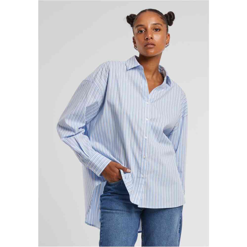 Urban Classics - Oversized Striped Chemisier - Bleu/Blanc